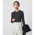 ニット セーター ウール シアー リブ クルーネック ニット ウォッシャブル レディース