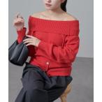 ニット セーター オフショル裾デザインニットプルオーバー レディース