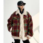 ブルゾン アウター 韓国ファッション STAFFPICKチェック柄ボアジャケット レディース メンズ