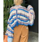 ショッピングフリル ニット セーター 「HELLO.SANFRANCISCO/ハローサンフランシスコ」マルチボーダーシアーフリルニット レディース