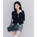 ショッピングボタン ニット セーター 金ボタンレイヤードニット レディース