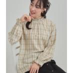 ブラウス シャツ ギャザーネックがスタイリングのアクセントに ハイネックブラウス レディース