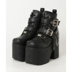 ブーツ ヨースケYOSUKEウィメンズ厚底ハトメバックルチェーンリングレースアップブーツ4460118 レディース