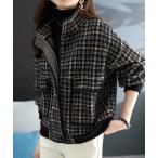ショッピングチェックアップ ブルゾン アウター チェック柄ジップアップジャケット レディース