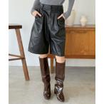 ショッピングハーフパンツ レディース パンツ シンセティックレザータックハーフパンツ レディース