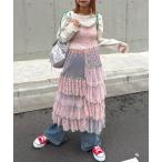 スカート 「HELLO.SANFRANCISCO/ハローサンフランシスコ」2WAYレースブロッキングティアードスカート