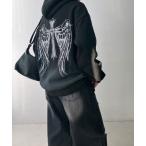 パーカーワンポイントロゴ ラメWINGビッグサイズパーカー レディース メンズ