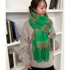 ストール マフラー 太フリンジボーダーストール レディース