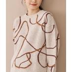 ショッピング柄 ニット セーター アート柄 ジャガードニュアンスニット レディース