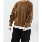 ショッピングドゥ ニット セーター 袖ロゴオーバーサイズスエット風ニット レディース