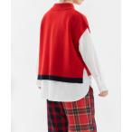 ベスト ジレ ラムズウールボトルネックベスト レディース