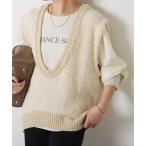 ショッピングジレ ベスト ジレ ツイードライクニットベスト/セットアップ可 レディース