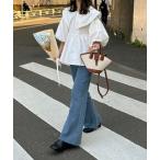 ショッピングブーツカット 「hinari」 ブーツカットデニムパンツ X-SMALL ブルー レディース