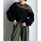 tシャツ 「WEB限定」シアー切替カットソー レディース