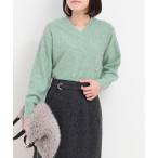 ショッピングスパンコール ニット セーター ミニスパンコールVネックプルオーバーニット レディース