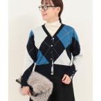 ショッピングアーガイル カーディガン アーガイルジャガード Vネックカーディガン レディース