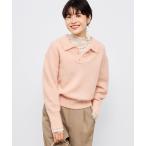 ショッピングピンク ニット セーター モヘヤポロ衿プルオーバー レディース