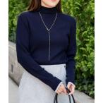 「手洗い可能」3×2リブ配色タートルネック レディース