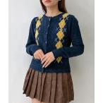 ショッピングアーガイル カーディガン刺繍とアーガイル柄カーディガン レディース