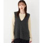 ショッピングcolors ニット セーター SHIPS Colors:「手洗い可能」ポコポコ ベスト × リブニット セット レディース