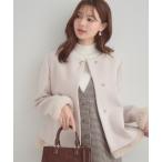 ノーカラーコート コート 「大人レディ・フェイクファー取り外し可能」ケープ風ショートコート レディース