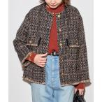 ジャケット ノーカラージャケット 「SP」GIOLICAツイードWIDEジャケット レディース