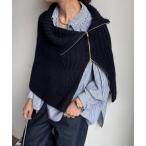 ショッピングポンチョ ニット セーター ジップアップポンチョ レディース