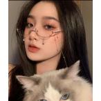  модные очки без линз очки очки [LAMPOON] неполная оправа с опорой в нижней части цепь имеется очки с футляром женский 