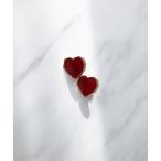 イヤリング バーガンディーハートイヤリング レディース