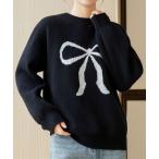 ショッピングリボン ニット セーター セーター レディース リボン柄 韓国風 レディース