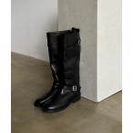 ショッピングロングブーツ ブーツ エコレザーベルテッドロングブーツ レディース