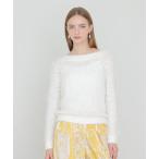 ニット セーター チュールシャギーオフショルダー プルオーバー レディース