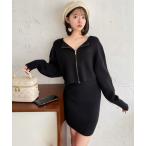 ショッピングラメ ニット セーター ラメZIPニットミニスカートセットアップ レディース