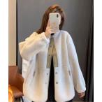 コート アウター スタンドネックボアジャケット レディース