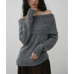 ニット セーター オフショルダーミックスニット レディース