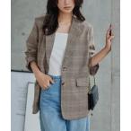 ジャケット テーラードジャケット チェック柄 オーバージャケット レディース