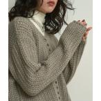 カーディガン Waffle knit multi-button cardigan / ワッフル編みマルチボタンカーディガン レディース