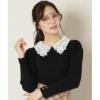 ショッピングリボン ニット セーター リボンレースカラータックスリーブニット レディース