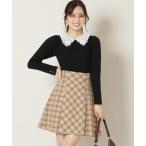 スカート ビットデザインツイードミニスカート