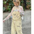 ショッピングサロペット サロペット オーバーオール 「HELLO.SANFRANCISCO/ハローサンフランシスコ」マルチウェイ落書きコーデュロイ配色ステッチサロペット レデ