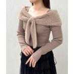 ショッピングドゥ ニット セーター 2025秋冬新作 シャギーリボンモチーフニット レディース