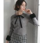 ニット セーター 2025秋冬新作 ケーブルリボンカーディガン レディース