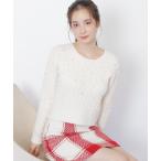ニット セーター ランダムパールミニケーブルニット レディース