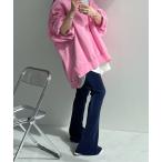 ショッピングブーツカット 「wee9s」 ブーツカットパンツ FREE ネイビー レディース