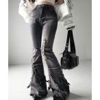 ショッピングブーツカット 「me+em select」 ブーツカットデニムパンツ MEDIUM ブラック レディース