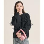 ニット セーター チュール フリル ドッキング ニットプルオーバー レディース