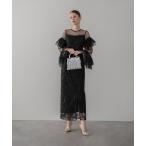 ショッピング成人式 ドレス 「LEJA」フリルチュールスリーブレースIラインワンピースドレス美脚効果結婚式 パーティードレス 成人式 二次会 同窓会 お呼ばれ オケージョ