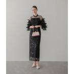 ドレス 「LEJA」チュールフリルスリーブIラインワンピースドレス2点セット 美脚効果結婚式 パーティードレス 成人式 二次会 同窓会 お呼ばれ オケ