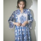 ショッピングforever 「Remind me and forever」 長袖ワンピース MEDIUM ブルー レディース