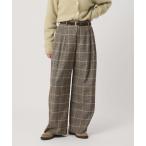 パンツ チェック ワイドタックパンツ レディース